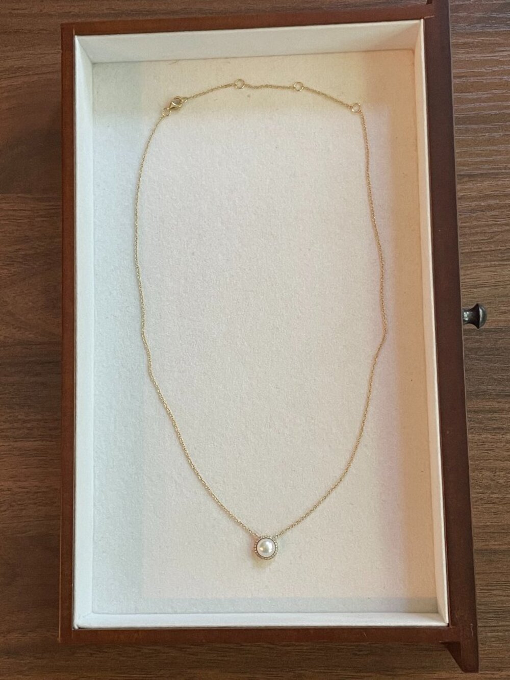 Saks Fifth Avenue 14K Yellow Gold Pearl 0.08 TCW Diamond Halo Pendant Necklace